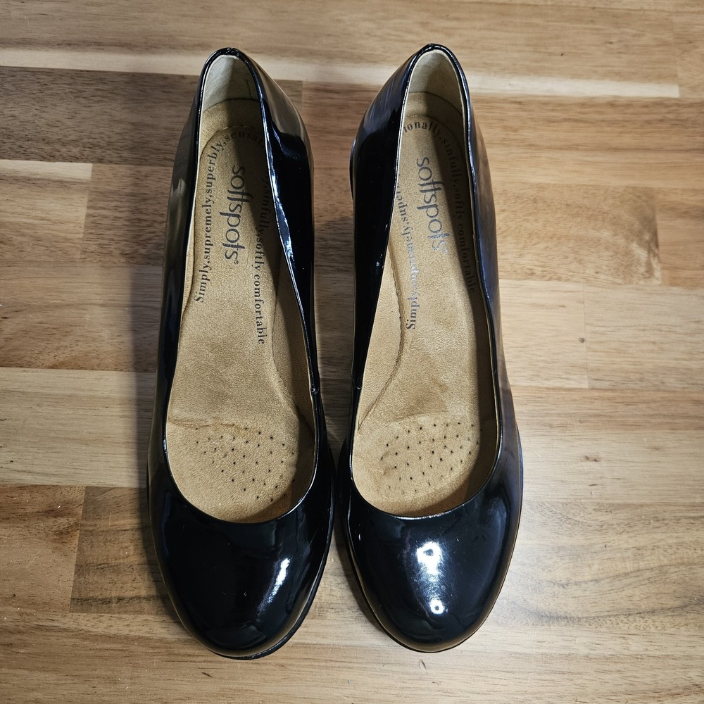 Softspots Women's Black Patent Leather‎ Pumps 6W Comfort Heels